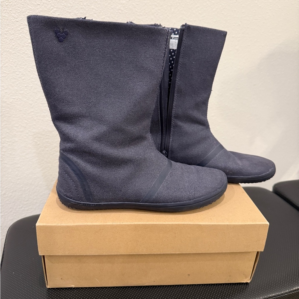 Vivobarefoot Navy Canvas Mid-Calf Boots Size EU 36, US 6